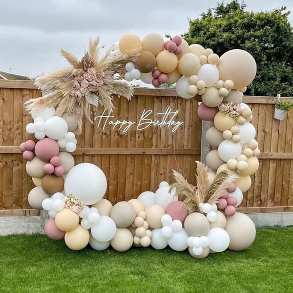 Ballonggirland - Ej specificerad - 135st - Rosa, Brun, Vit - Latex - Festdekoration