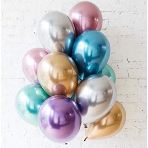 Glänsande flerfärgade ballonger för födelsedagskalas Bröllopsceremoni 12 tum - blandad färg 50 stycken