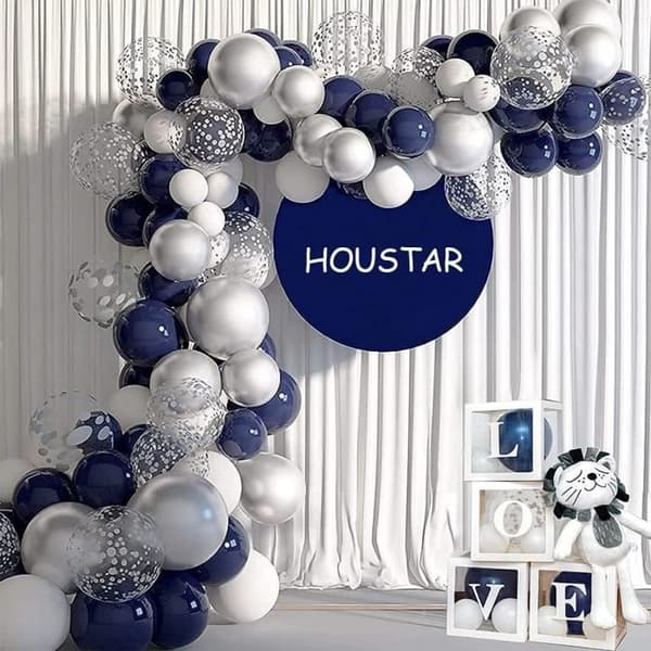 Blue Balloon Arch Kit 99 delar Blue Silver Balloon Girl Girl Arch Kit med Silver White Confetti Födelsedagsballonger Mta[28640]