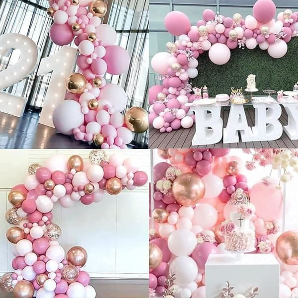 Rosa ballonggirland, födelsedagsballongbåge för bröllopsflickor Baby shower FödelsedagsfestdekorationerDeco Anniversaire
