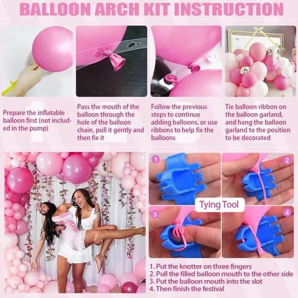 Rosa ballonggirland, födelsedagsballongbåge för bröllopsflickor Baby shower FödelsedagsfestdekorationerDeco Anniversaire