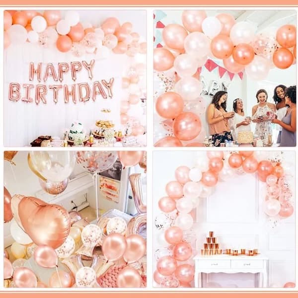 Dekoration födelsedag tjej 1 år Guld Rosa Båge Girlang Ballong Födelsedag tjej Fest med Baby Månad Foto Banner Banner