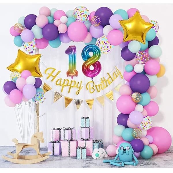 Ballong Siffra - Flerfärgad - 18 - 100cm - Födelsedagsdekoration - Helium Inkluderat