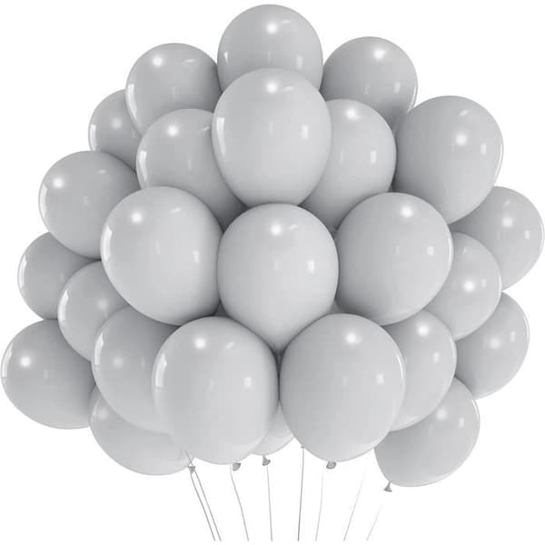 Grå ballong 50 delar - 10" 25 cm Baudruche ballong | Dekoration för födelsedag, dop, fest