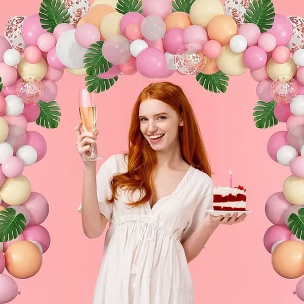 Ballongbåge - Ej specificerat - Rosa Vit - 131 delar - Latex - Festdekoration
