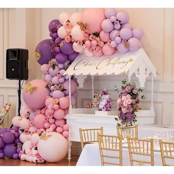 Rosa och lila ballongbåge 120 st ballonggirland födelsedagsbröllopsfest