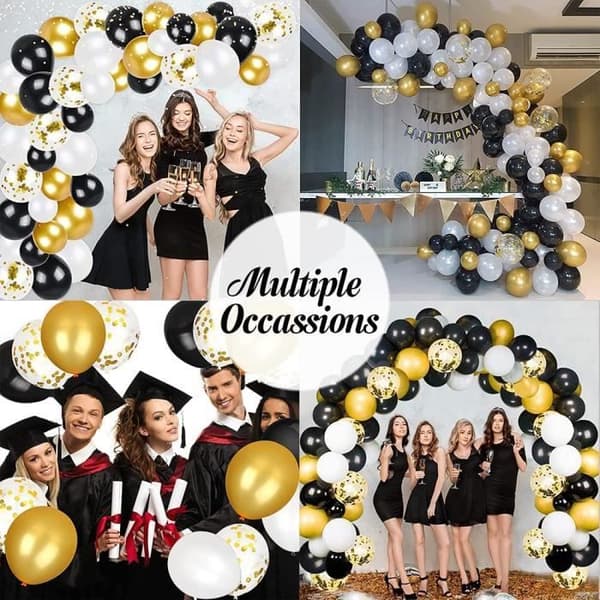 Svart guld ballongbåge födelsedagsballong girland svart guld vit ballonger för bröllop Alla hjärtans dag fest Jubileumsdekoration