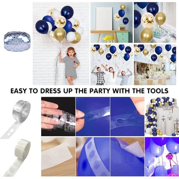 Ballonger - Ej specificerat - Arch Balloon Garland - Marinblå, Guld, Vit - Latex - Helium ingår