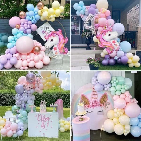 Ballonggirland - Enhörning - Regnbåge - Komplett kit - Födelsedagsdekoration - Barnkalas