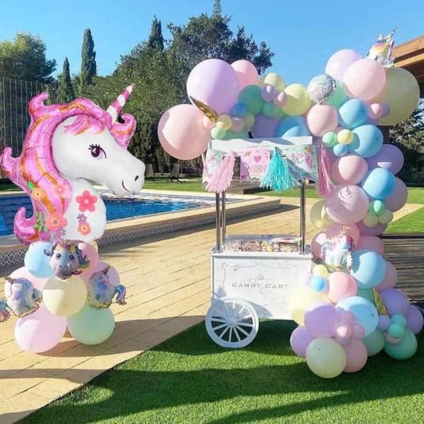 Ballonggirland - Enhörning - Regnbåge - Komplett kit - Födelsedagsdekoration - Barnkalas