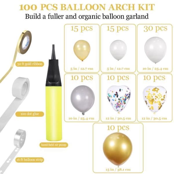 Dekorativ ballonggirlangsats - Partykindom - Gul - Plast och latex - 5m och 10m