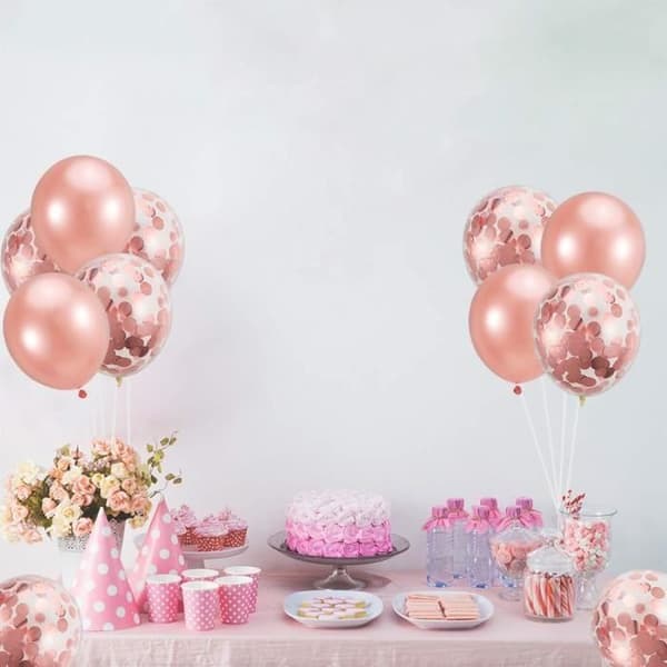 Konfettiballonger - Yolistar - 12 tum - Rose Gold - Latex - 50 STK