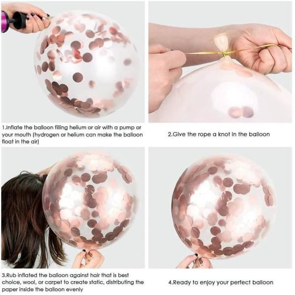 Konfettiballonger - Yolistar - 12 tum - Rose Gold - Latex - 50 STK