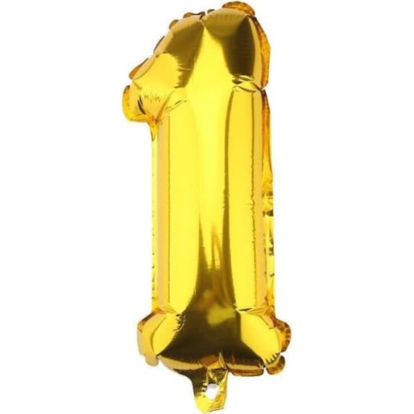 Heliumballong siffra 1 - GUIZMAX - 80 cm - Guld - Heliumpump - Dekorativt till födelsedag