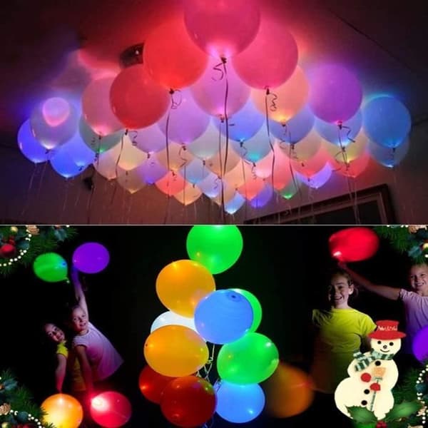 LED Light Up Ballonger Vit Perfekt för födelsedagsfest Kväll Bröllop Olika festivaler Dekoration 50 stycken