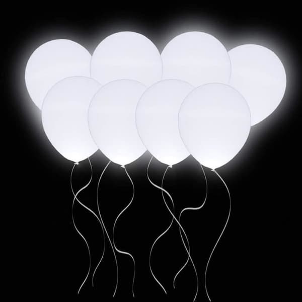 LED Light Up Ballonger Vit Perfekt för födelsedagsfest Kväll Bröllop Olika festivaler Dekoration 50 stycken