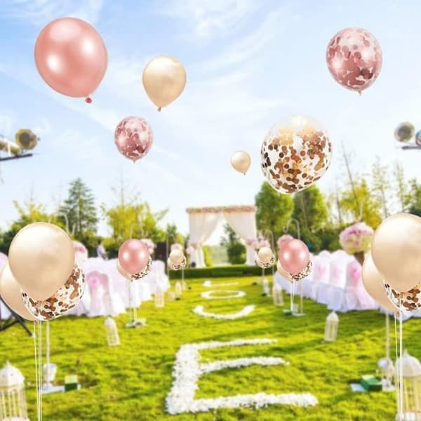 20 rosa konfettiballonger för bröllop, födelsedag, babyshower, examen, ceremonifestdekoration