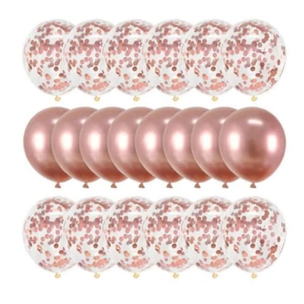 20 rosa konfettiballonger för bröllop, födelsedag, babyshower, examen, ceremonifestdekoration