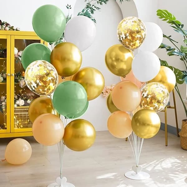 Avokadogröna födelsedagsballonger, 60 stycken guldkonfetti heliumballonger, vit aprikosballong, metallballonger i guld