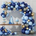 Miniatyrbild 1 av 4: 133 st mörkblå macaron latex ballongbågesats metallballongset Födelsedagsfestdekoration