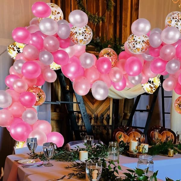 Ballongbåge Rosa &amp; Guld – 112 LatexBallonger
