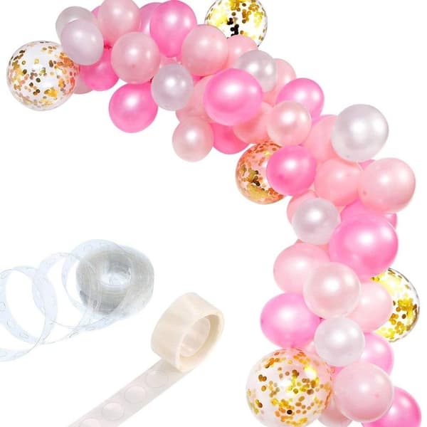 Ballongbåge Rosa &amp; Guld – 112 LatexBallonger