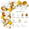 Miniatyrbild 2 av 6: Ballongbåge Vit &amp; Guld | 119 st med 10st Stjärna 4D Ballonger