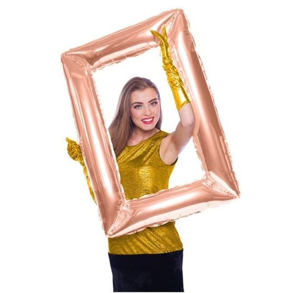 Aluminiumballong Rektangulär ram roséguld 85 x 60 cm - Rosa