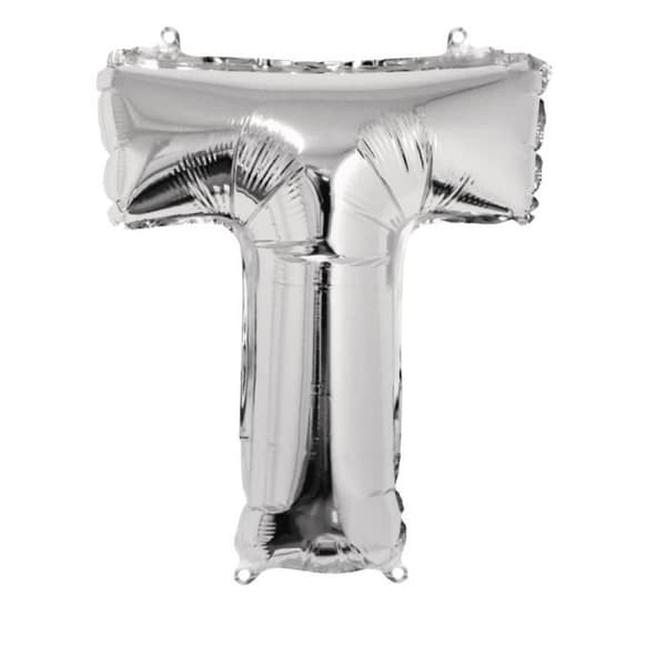 Bokstavsballong - sct.-LS - Silver - 40cm - Grå - Vuxen - Blandad