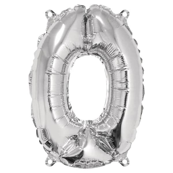 Nummer "0" Ballong Silver 40cm - Festdekoration för blandad vuxen