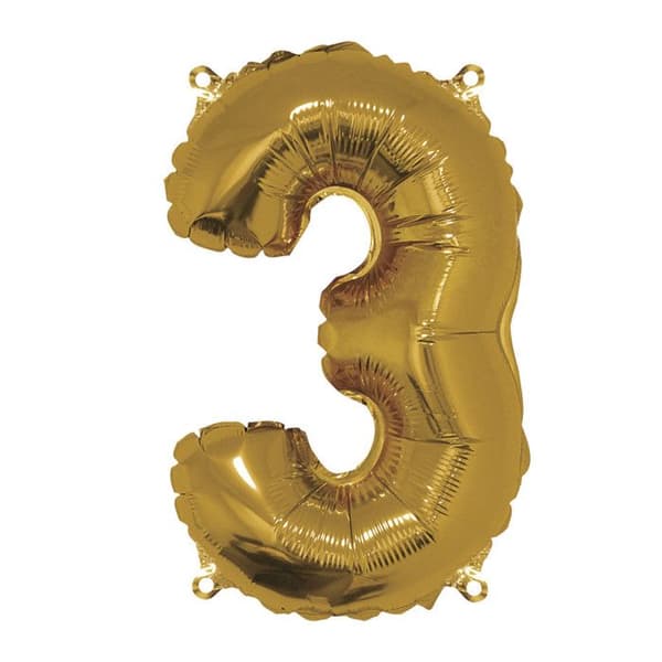 Ballong Siffra - LS - 3 - Guld - 40cm - Helium ingår