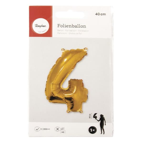 Aluminiumballong Siffra 4 Guld 40cm