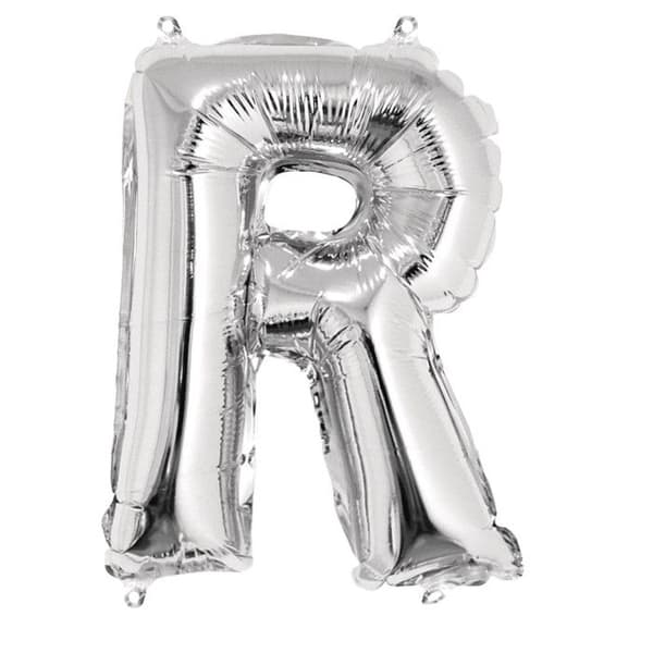 Bokstav R Ballong - Silver - 40cm - Festdekoration - Födelsedag - Klassisk