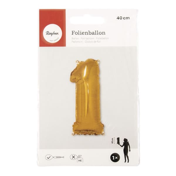 Aluminiumballong Siffra 1 Guld 40cm