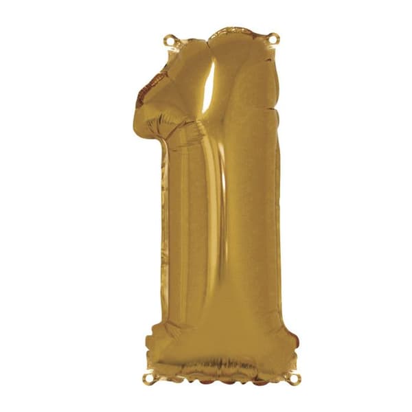 Aluminiumballong Siffra 1 Guld 40cm