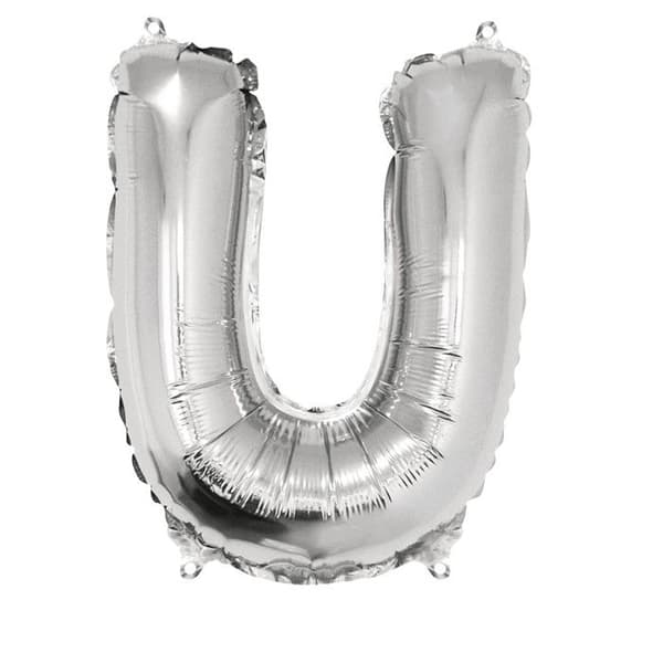 Bokstavsballong - sct.-LS - Silver - 40cm - Grå - Vuxen - Blandad