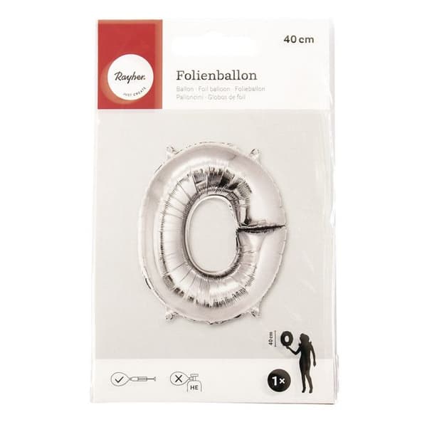 Aluminiumballong Bokstav O Silver 40cm