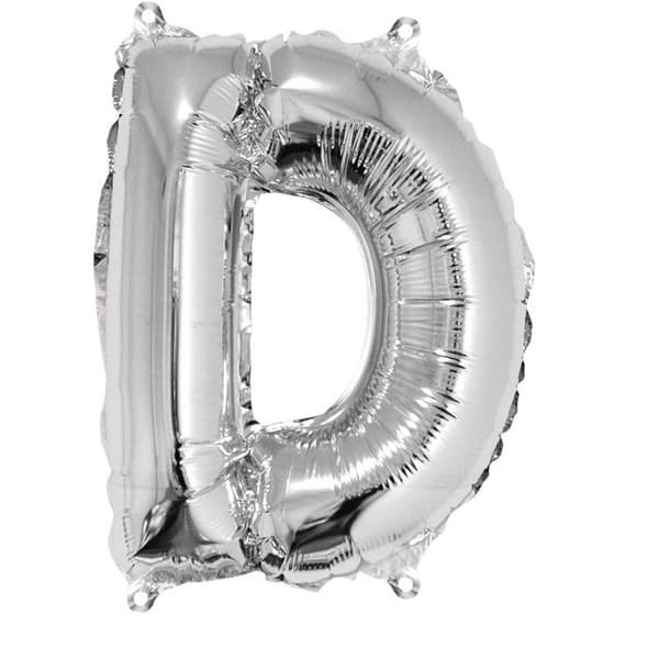 Aluminiumballong Bokstav D Silver 40cm