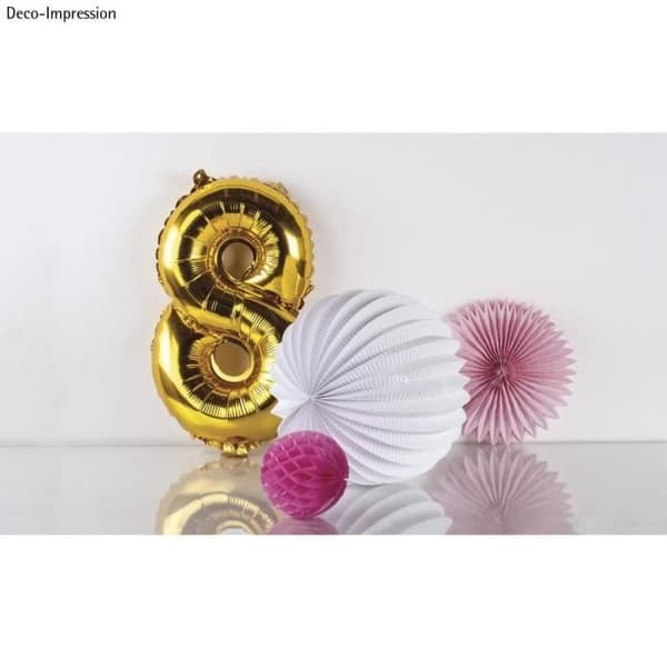 Nummer "8" ballong, guld, 40cm, tab-bag 1st. - {färg}