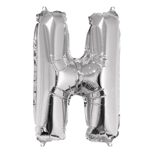 Bokstaven "H" ballong, silver, 40cm, flikpåse 1st. - {färg}