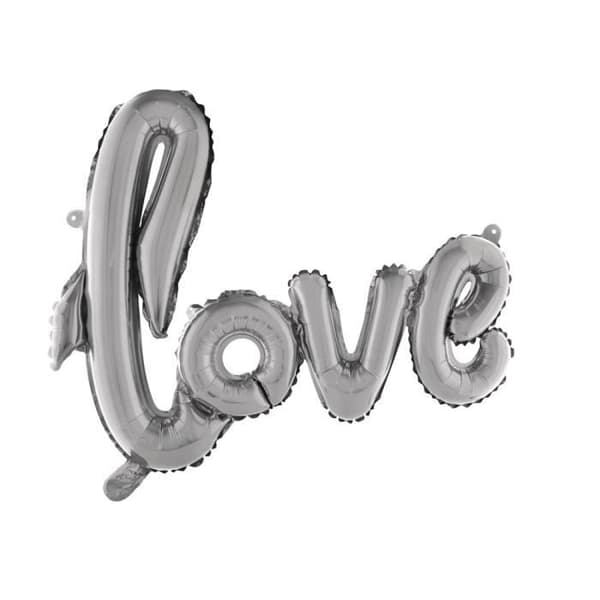 'love' skrivballong - Märke - Silver - 100x68cm - Svart - Vuxen - Blandat