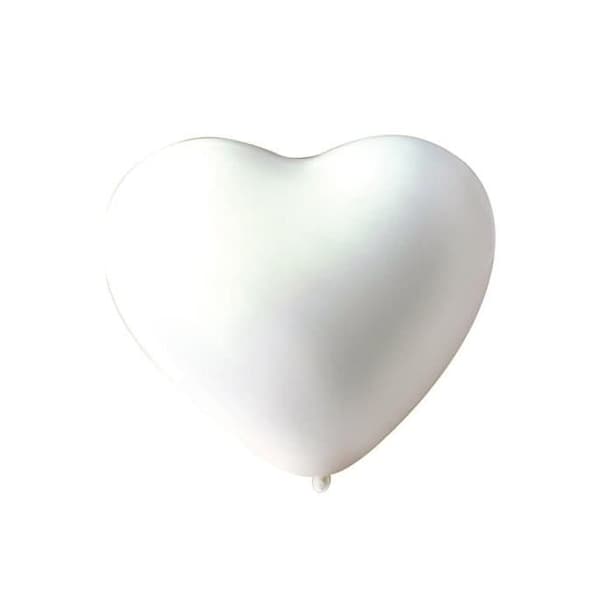Ballonger av latex - Kreativt frö - Vitt hjärta - 100% latex - Uppblåsning med luft eller helium - x10