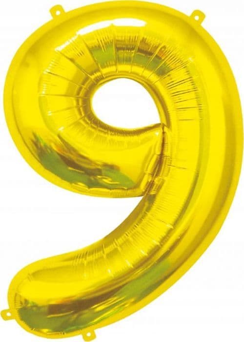 Dekorativ ballong - pump för ballong Godan - BC-HZL9 - Aluminiumballong B-C nummer 9 guld 85 cm