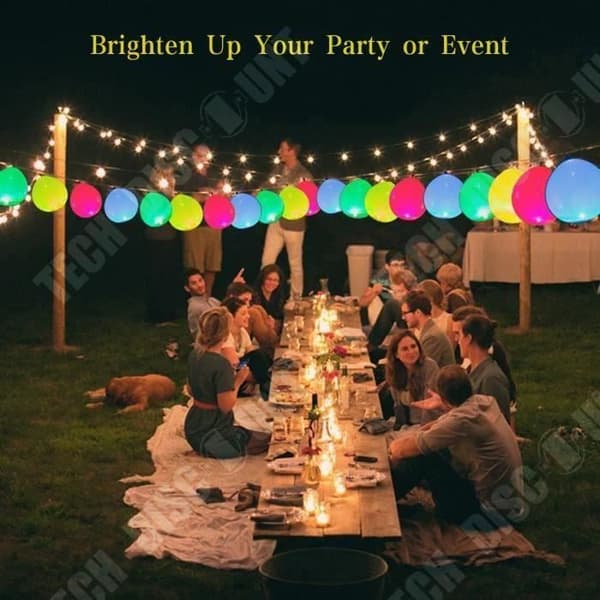 TD® Set med 40 stycken lysande LED-ballonger - Flerfärgad dekorativ ballong färgglad band för bröllop - Födelsedagsfest kväll