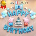 Miniatyrbild 1 av 4: TD® Kit dekoration grattis på födelsedagen peppa gris bakelse tårta 1 år flicka pojke baby fest blå banner grattis ballonger