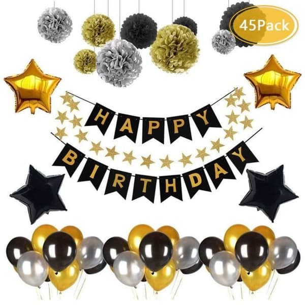 Festdekorationsset - LEEGOAL - Födelsedag - 45 st - Blandfärg - Papper