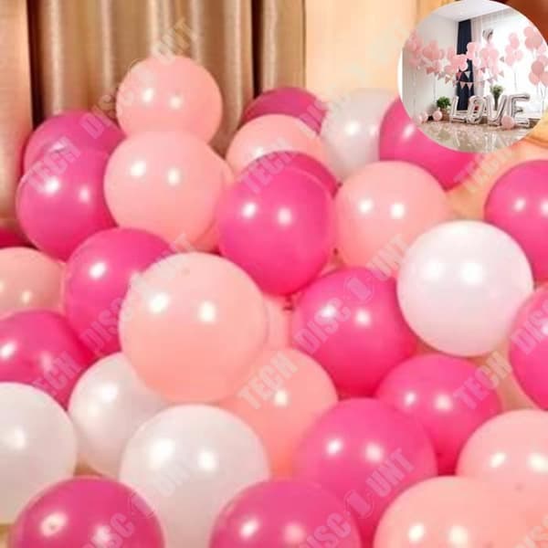 TD® Paket med 100 stycken uppblåsbara ballonger - rosa + mjukt puderrosa + vitt 2,2 g - matt tjock 10 cm latexballongdekorationer