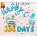 Miniatyrbild 1 av 4: TD® ballongdekoration födelsedag bebis pojke flicka 3 månader 100 dagar barnkalas vägg inomhus utomhus grattis på födelsedagen happ