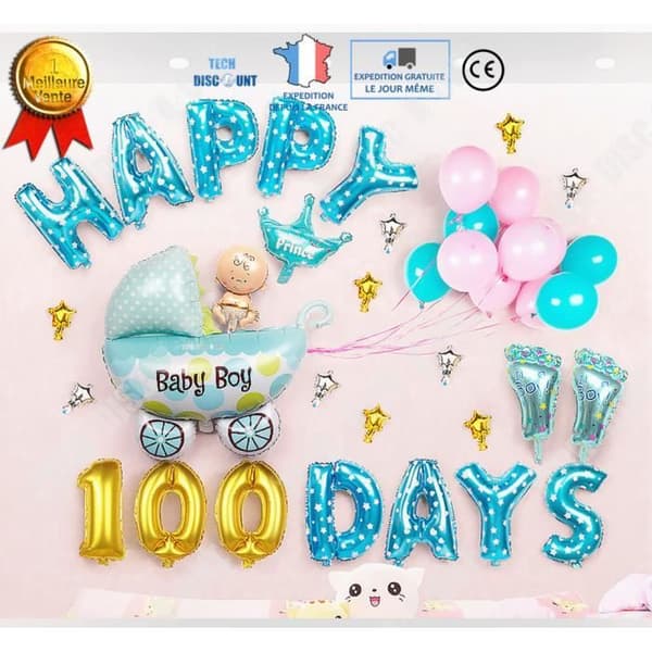 TD® ballongdekoration födelsedag bebis pojke flicka 3 månader 100 dagar barnkalas vägg inomhus utomhus grattis på födelsedagen happ