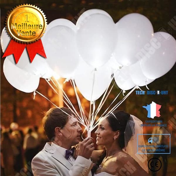 LED-Lampor Ballonger - Teknik Rabatt - Paket med 50 - 12 Tum - Latex - Vit